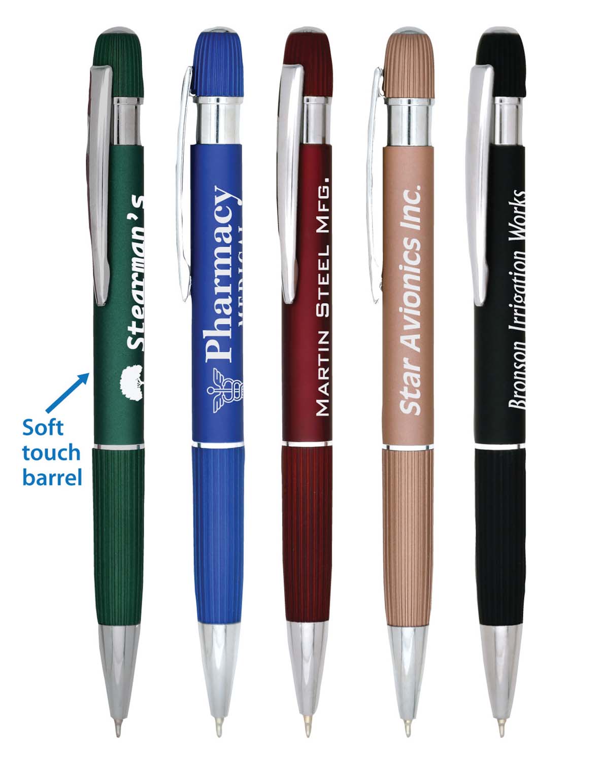 Pens with soft touch for hospitality use